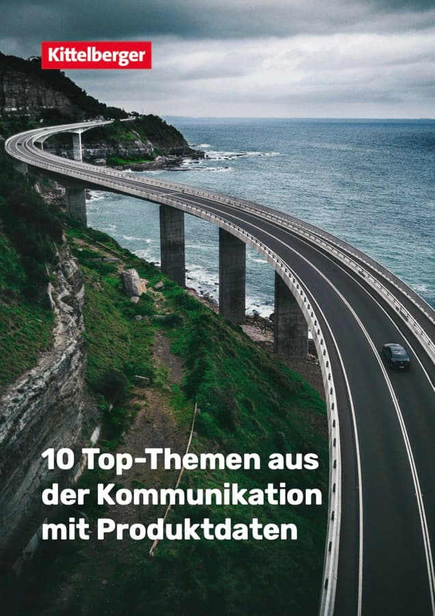 Titelseite des Whitepapers „10 Top-Themen aus der Kommunikation mit Produktdaten“ von Kittelberger